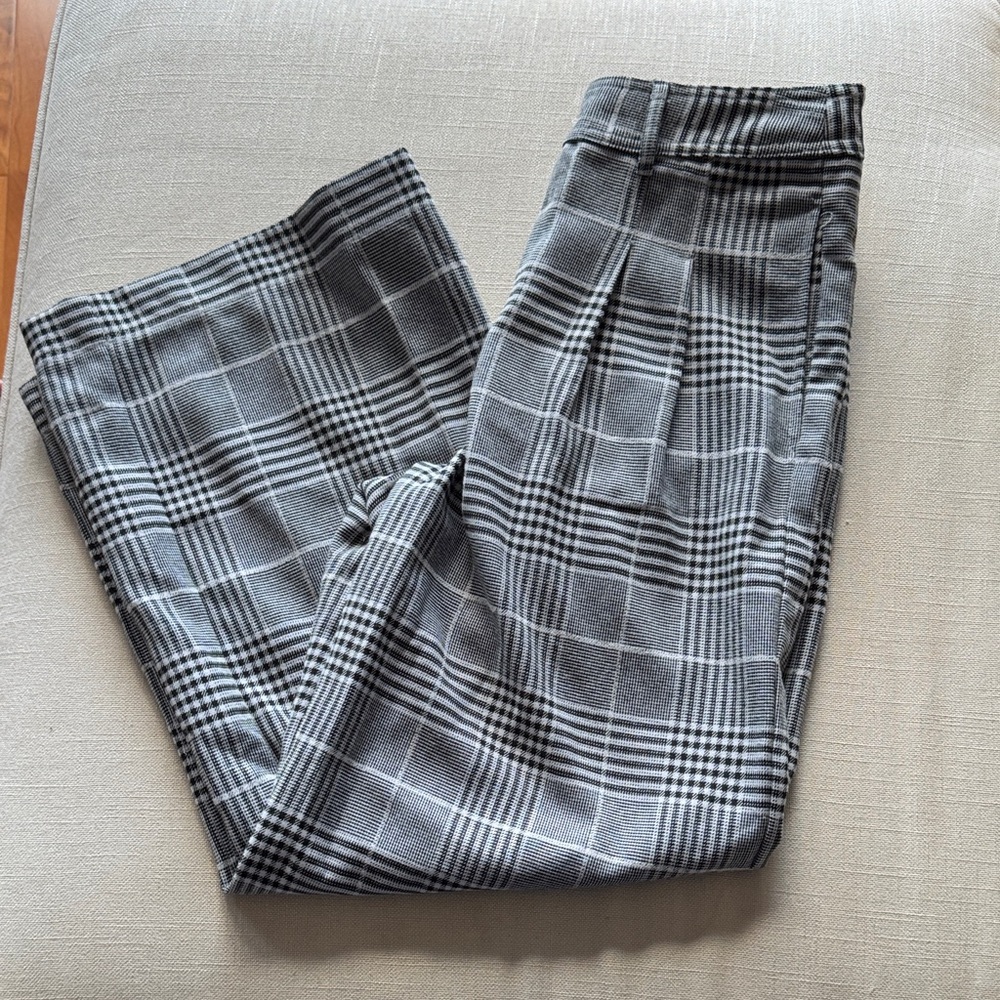 THML plaid wide leg trousers